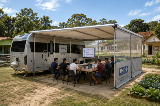 Trailer híbrido moderno Unidade Móvel IMD como escola